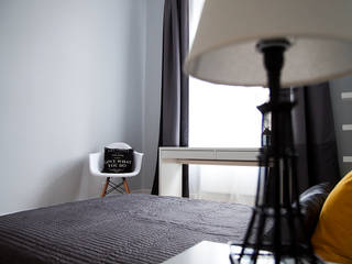 Mieszkanie w szarości , Grey shade interiors Grey shade interiors Eklektyczna sypialnia