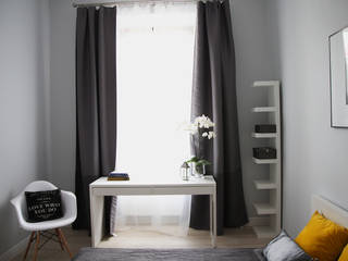 Mieszkanie w szarości , Grey shade interiors Grey shade interiors Eklektyczna sypialnia