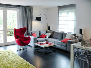 dom z czernią i elementami drewna, Inspiration Studio Inspiration Studio Modern living room