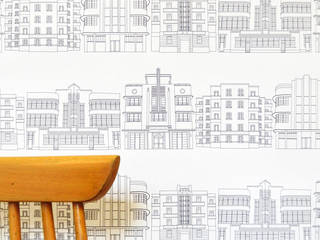 Deco Building Wallpaper, Joanna Corney Joanna Corney Стены и пол в стиле модерн