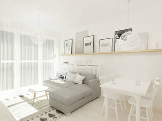 Skandynawskie biele i szarości., 4ma projekt 4ma projekt Living room
