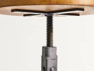 Aged steel and beech wood swivel bar stool “CUBE” - NordLoft, NordLoft - Industrial Design NordLoft - Industrial Design Living room