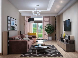 Желтые акценты в интерьере, Студия дизайна ROMANIUK DESIGN Студия дизайна ROMANIUK DESIGN Modern living room