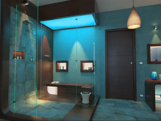 blue bathroom, belliniderocco belliniderocco Modern Banyo