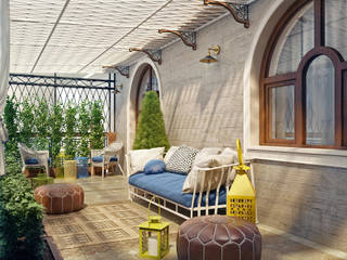 Летняя терраса в частном доме, Sweet Home Design Sweet Home Design Mediterraner Balkon, Veranda & Terrasse