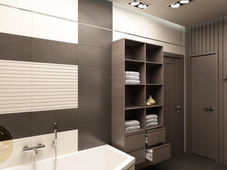 Ванная комната с сауной, Anfilada Interior Design Anfilada Interior Design Phòng tắm phong cách tối giản