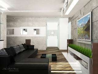 Проект в Москве на Беговой, Best Home Best Home ミニマルデザインの リビング