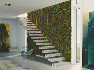 Vertical Garden, Seryjny Projektant Seryjny Projektant Nowoczesny korytarz, przedpokój i schody