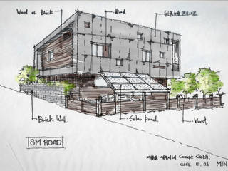 해운대 쌍둥이네 단독주택, 디자인랩 수 건축사사무소: 디자인랩 수 건축사사무소의 미니멀리스트 ,미니멀