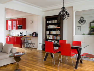 Réunion de 2 appartements en duplex -Paris-18e, ATELIER FB ATELIER FB モダンデザインの ダイニング