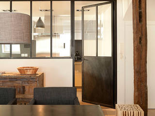 Transformation d’un duplex vétuste en appartement moderne-Paris-3e, ATELIER FB ATELIER FB Modern Yemek Odası