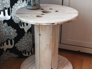 Touret table basse en bois blanc patiné, Artodeco Artodeco Industriale Wohnzimmer