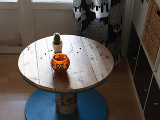 Table basse touret bois & bleu, Artodeco Artodeco غرفة المعيشةطاولات جانبية و صواني