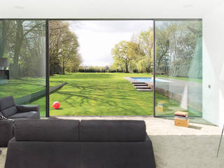 Wohnzimmer form A architekten Minimalistische Wohnzimmer Anlage,Baum,Couch,Schatten,Gebäude,Innenarchitektur,Gras,Schlafcouch,Wolke,Bodenbelag