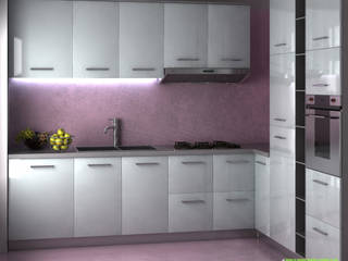 Cucina moderna con pavimenti e pareti in resina, Arienti Design Arienti Design Cozinhas modernas