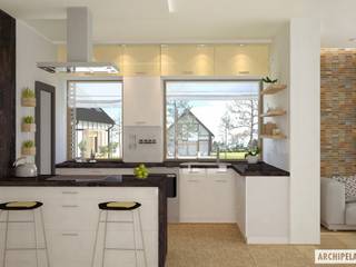 Projekt domu EX 15 , Pracownia Projektowa ARCHIPELAG Pracownia Projektowa ARCHIPELAG Moderne Küchen