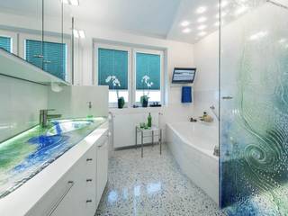 Badezimmer mit Komplettausstattung, Magma Glasdesign GmbH Magma Glasdesign GmbH 現代浴室設計點子、靈感&圖片