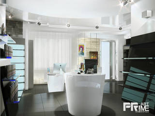 Магазин гаджетов, "PRimeART" 'PRimeART' Phòng giải trí phong cách tối giản