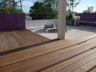 Terrasse Dachgeschosswohnung, Bambus Komfort Parkett Bambus Komfort Parkett Modern balcony, veranda & terrace
