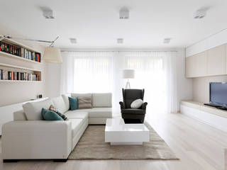 Realizacja projektu domu 160 m2 pod Krakowem, Lidia Sarad Lidia Sarad Moderne Wohnzimmer