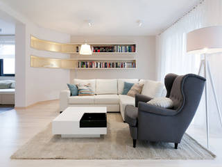 Realizacja projektu domu 160 m2 pod Krakowem, Lidia Sarad Lidia Sarad Moderne Wohnzimmer