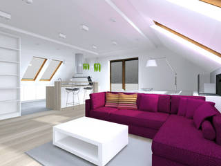 Projekt wnętrza poddasza 60 m2 pod Krakowem , Lidia Sarad Lidia Sarad Living room