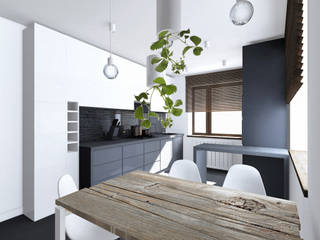 Projekt wnętrza części domu 200 m2 pod Bochnią, Lidia Sarad Lidia Sarad Industrial style kitchen