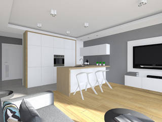 Projekt wnętrza mieszkania 70 m2 w Krakowie, Lidia Sarad Lidia Sarad Modern style kitchen