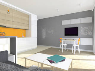 Projekt wnętrza mieszkania 30 m2 w Krakowie, Lidia Sarad Lidia Sarad Nowoczesna jadalnia