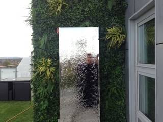 Artificial green wall with mirrored water feature Evergreen Trees & Shrubs Сад Рослини та квіти