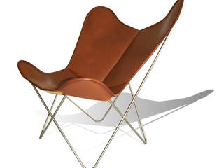 WEINBAUM Hardoy Butterfly Chair ORIGINAL homify ห้องนั่งเล่น หนัง Grey โซฟาและเก้าอี้นวม