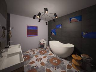 Ванная комната: охра и кобальт, PichuginaDesign PichuginaDesign Minimal style Bathroom