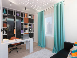 Кабинет в современной квартире: визуализация , OK Interior Design OK Interior Design مكتب عمل أو دراسة