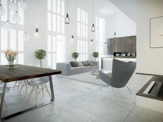 LOFT Z ANTRESOLĄ W LUBLINIE, Kunkiewicz Architekci Kunkiewicz Architekci Salas de estar minimalistas