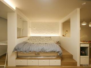 아늑한 느낌의 신혼집 인테리어, 홍예디자인 홍예디자인 Modern style bedroom