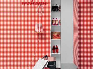 'Welcome' Contemporary hallway shoe storage with mirror by Birex homify Коридор, коридор і сходиЗберігання
