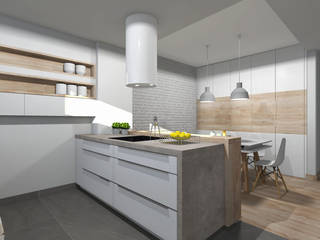 Projekt kuchni z jadalnią, Tomasz Korżyński Design Tomasz Korżyński Design Modern kitchen Bricks