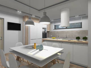 Projekt kuchni z jadalnią, Tomasz Korżyński Design Tomasz Korżyński Design Cucina moderna Laterizio