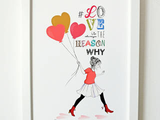 Affiche illustrée "Love is always the reason why" par Akabé Paris, Akabé Akabé Autres espaces