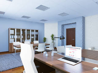 Современный кабинет, для руководителя среднего звена, дизайнер Алина Куракова дизайнер Алина Куракова Gewerbeflächen