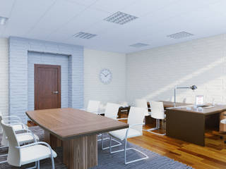 Современный кабинет, для руководителя среднего звена, дизайнер Алина Куракова дизайнер Алина Куракова Industriale Bürogebäude