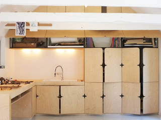 AN OLD BRETON BARN CONVERTED INTO AN ARTIST STUDIO, Modal Architecture Modal Architecture Modern kitchen