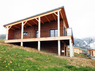 Maison au pied des pistes, Empreinte Constructions bois Empreinte Constructions bois Balcon, Veranda & Terrasse modernes