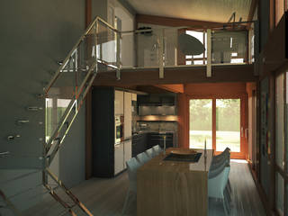 Ampliamento in legno con soppalco, 3dforme 3dforme Modern Living Room