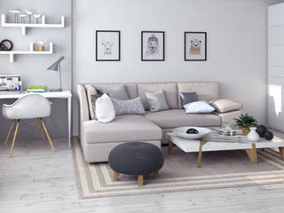 маленькая белоснежная комната, Nataly Liventsova Nataly Liventsova Scandinavian style living room