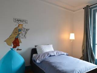 Chambre d'enfant thème Tintin et Milou, cecile kokocinski cecile kokocinski Chambre d'enfant originale