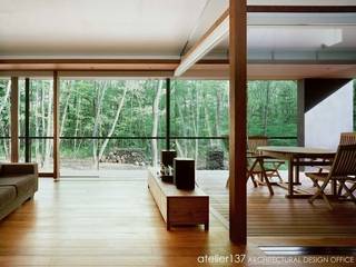 015軽井沢Tさんの家, atelier137 ARCHITECTURAL DESIGN OFFICE atelier137 ARCHITECTURAL DESIGN OFFICE Living room Wood Wood effect