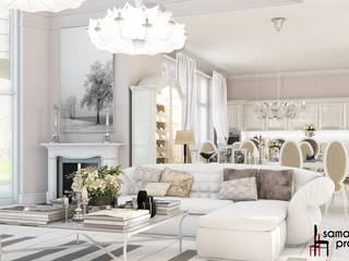 Дизайн коттеджа "Легкое обаяние классики" , Samarina projects Samarina projects Classic style living room