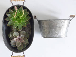Two Zinc Oval Pots With Handles Lilac Coast 컨트리스타일 정원 식물 화분 & 꽃병