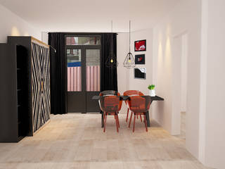 Impressive black and white, Aileen Martinia interior design - Amsterdam Aileen Martinia interior design - Amsterdam 모던스타일 다이닝 룸